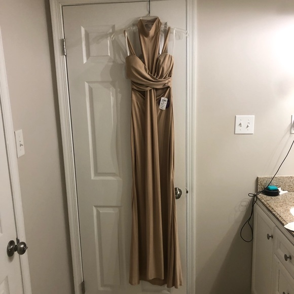 Windsor Taupe cut out gown - Picture 3 of 10